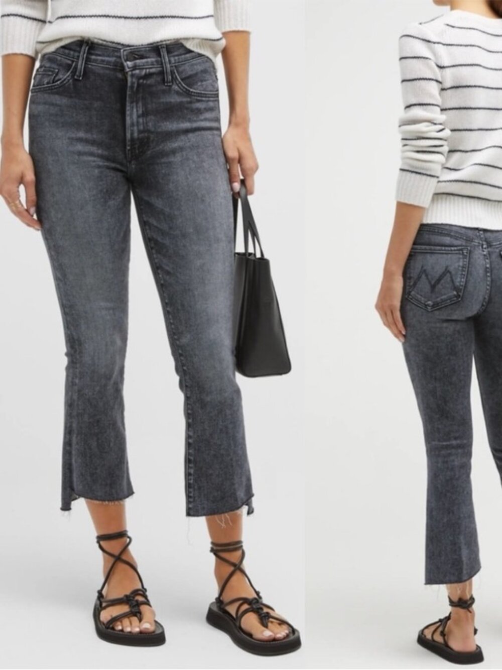 MOTHER The Insider Crop Step Fray Jeans in Train Stops Size 26